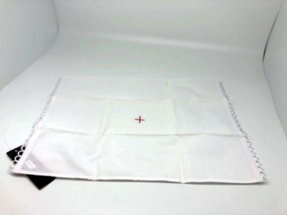 White Purificator with Embroidered Red Cross from Italy