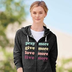Womens French Terry Zip Hooded Sweatshirt Live More - Large