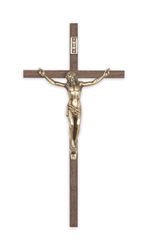 Wood 10" Crucifix with Gold Corpus