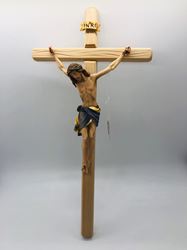 Wood Carved 13" Wall Crucifix from Italy