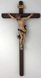 Wood Carved 13" Wall Crucifix with 6" Corpus, Made in Italy