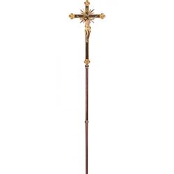 Wood Carved Processional Crucifix with Base from Italy