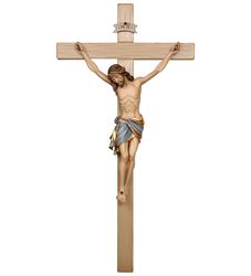 Wood Carved Wall Crucifix with Fiberglass Corpus from Italy