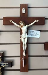 Wood and Marble Resin 16" Crucifix from Italy