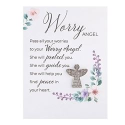 Worry Angel Metal/Crystal Lapel Pin, Carded