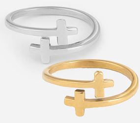 Wrapped Cross Ring, Silver or Gold