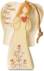 You Make My Heart Happy 4.5" Angel Ornament Holding Heart
