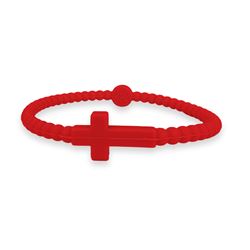 Youth Silicone Cross Bracelet - Red