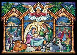 Stain Glass Nativity Scene Boxed Christmas Cards Pack