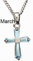 Birthstone Cross Pendant March